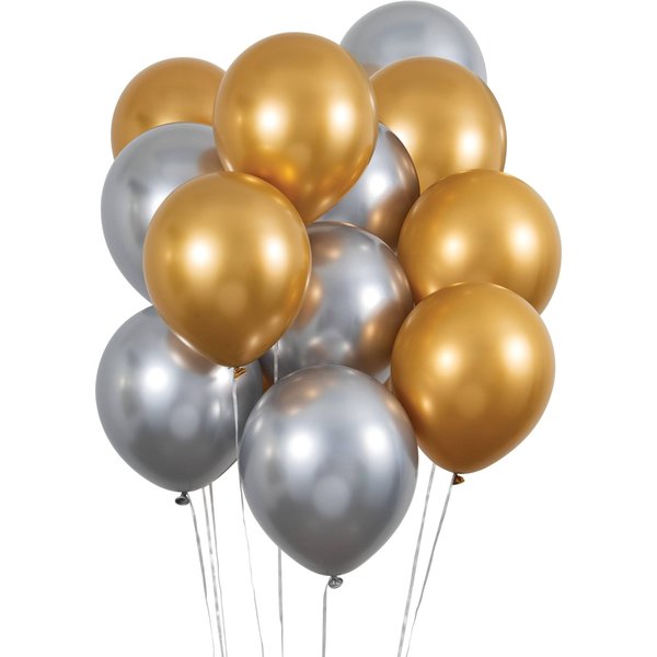 Creative Converting 12" Gold and Silver Balloon Bunch, 144PK 359149